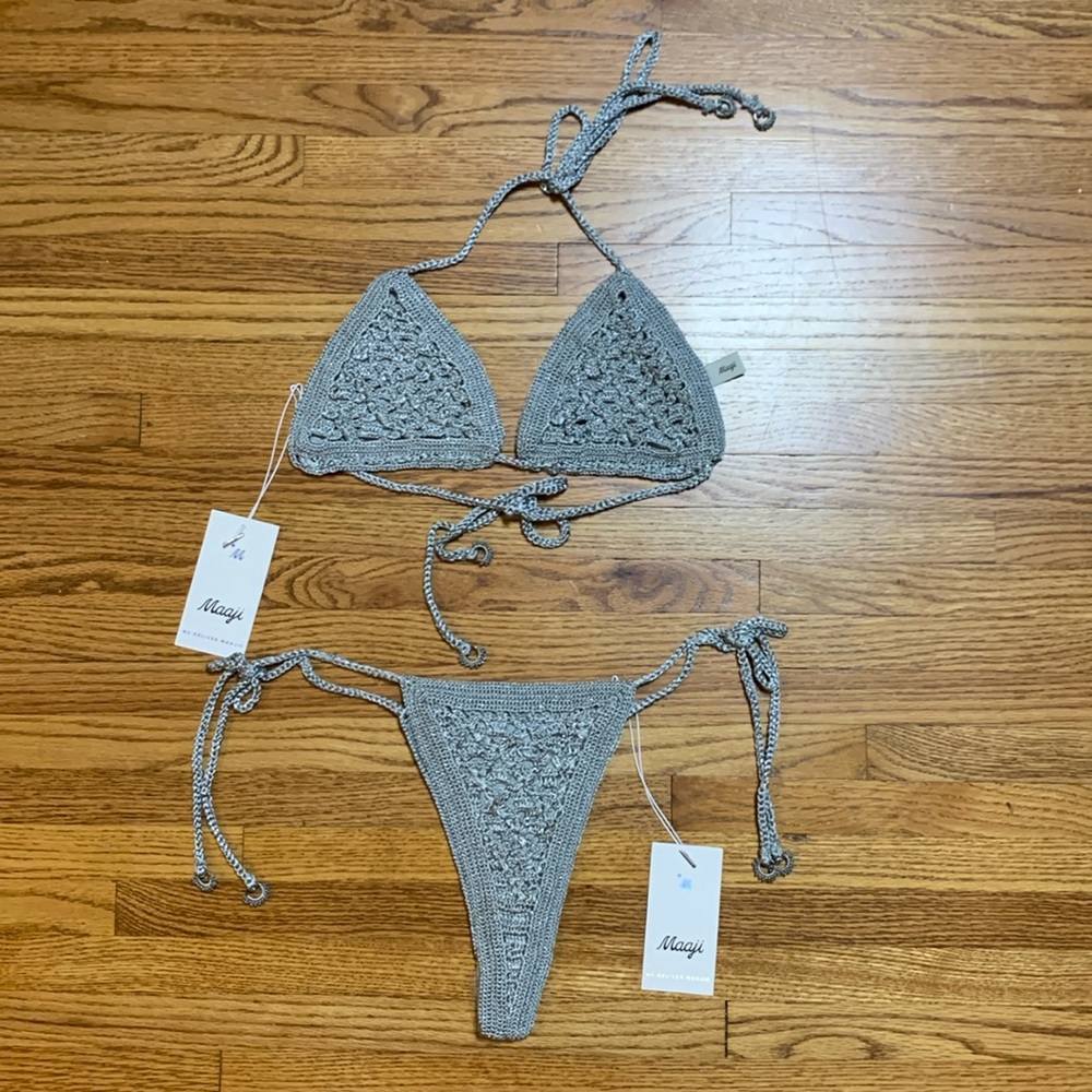 Maaji swimsuit - low coverage crochet bikini set - triangle top, chi chi bottom